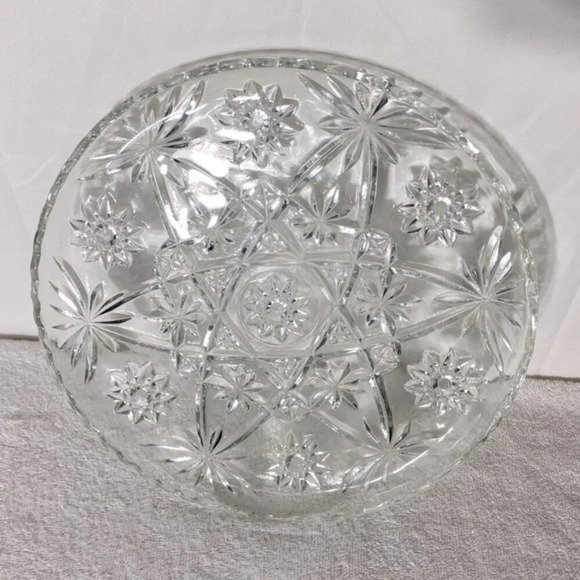 Vintage Pinwheel Cut Crystal Round Serving Tray Plate - Picture 5 of 8
